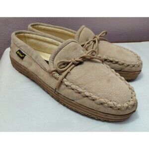 Old Friend Mens Loafer Mocasin Tan Sheepskin Lining Sz 10 Wide